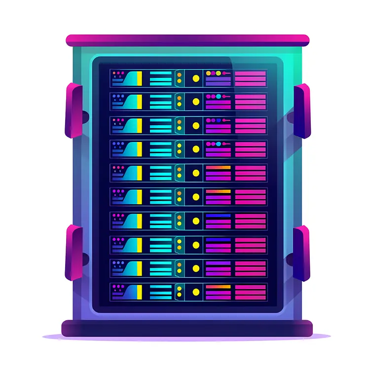 Colorful Server Rack with Multiple Units