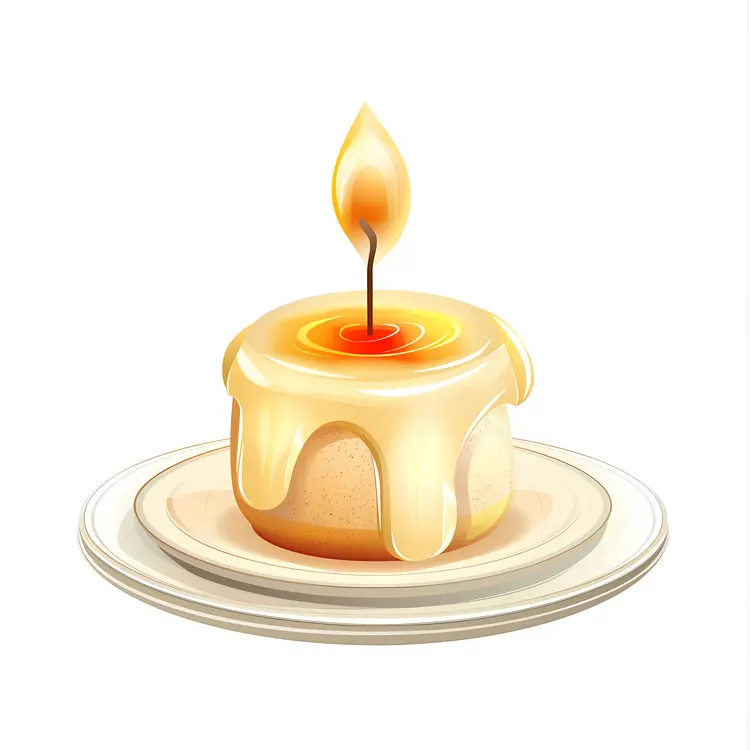 Melting Yellow Candle on Plate
