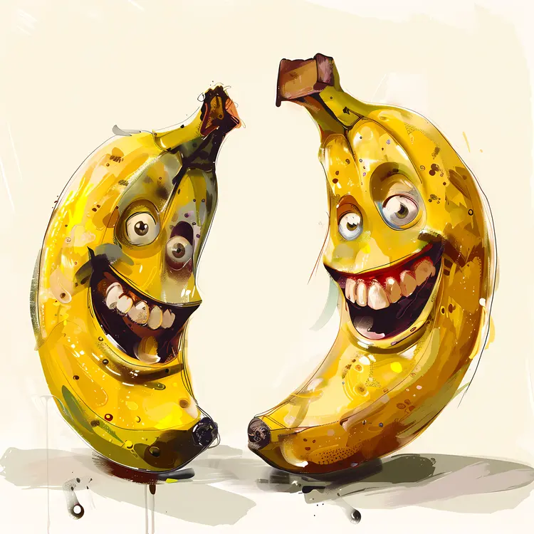 Smiling Cartoon Bananas
