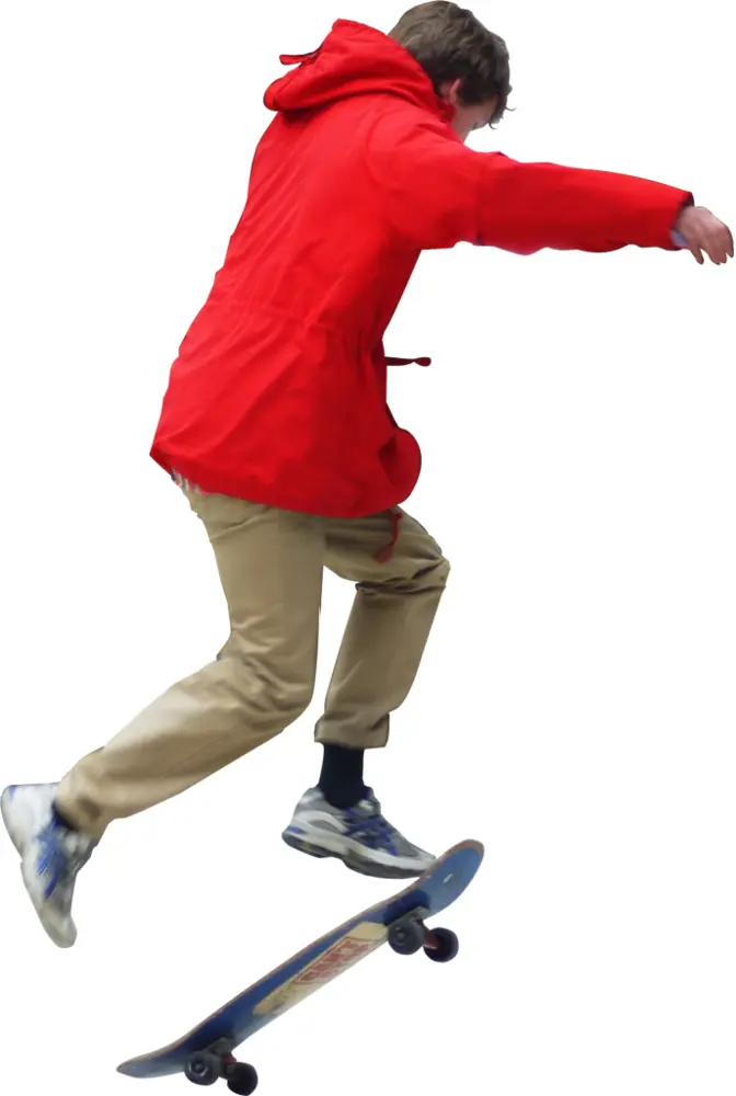Skateboarder in Red Jacket