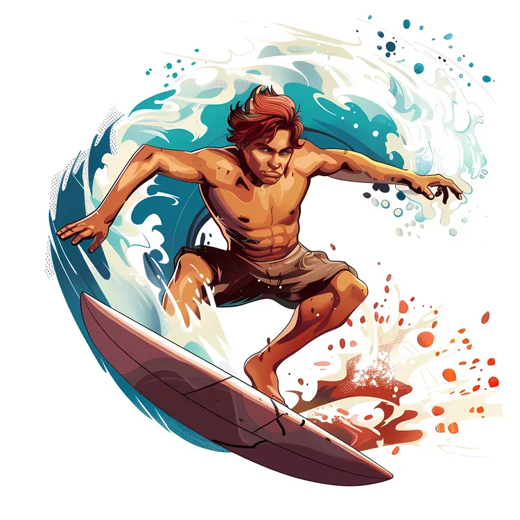 Surfer in Action on a Wave