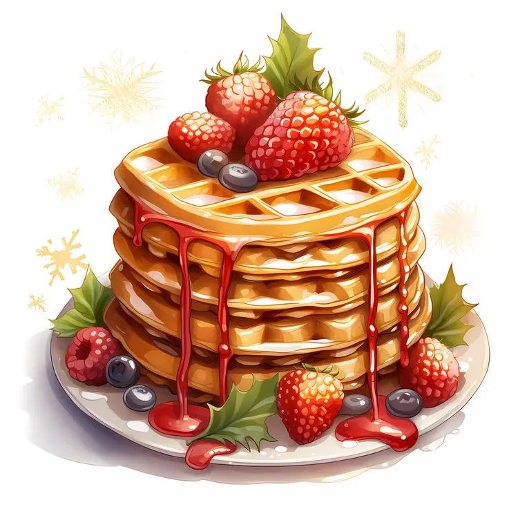 Christmas Waffles with Mixed Berries