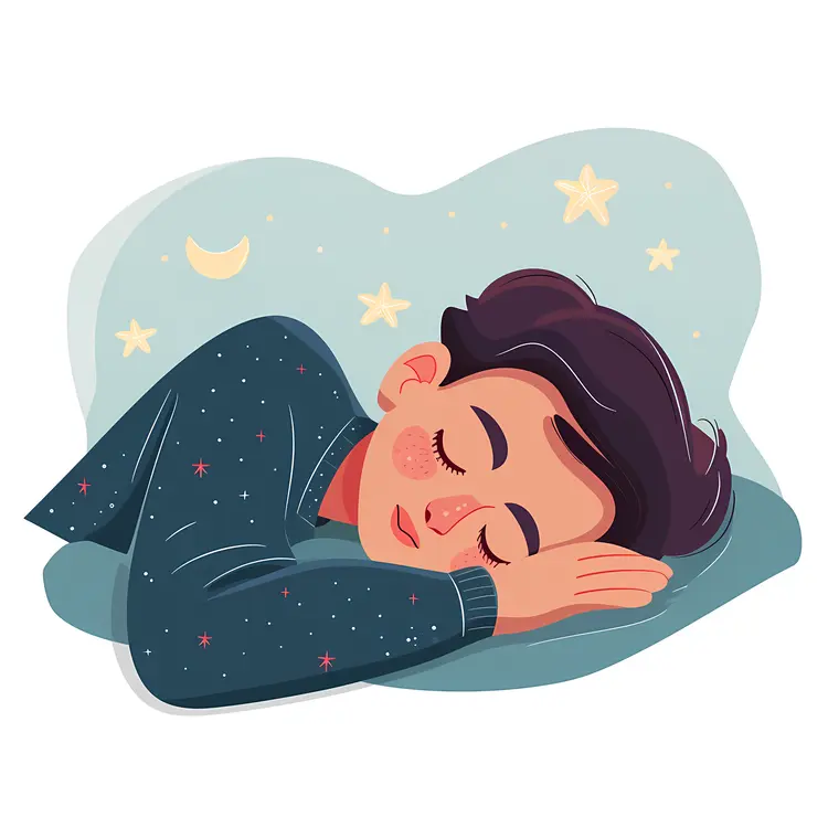 Sleeping Boy with Moon and Stars