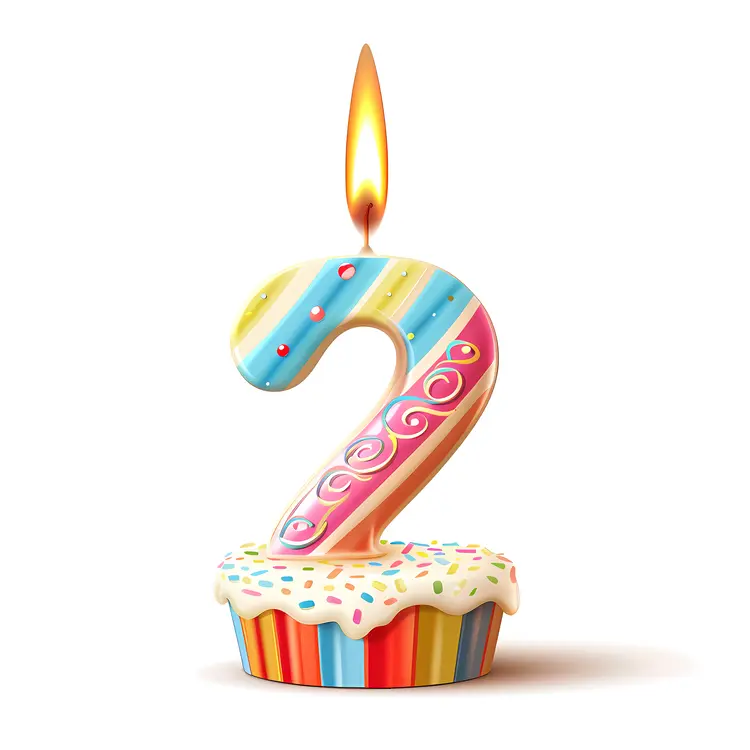 Colorful Number 2 Birthday Candle
