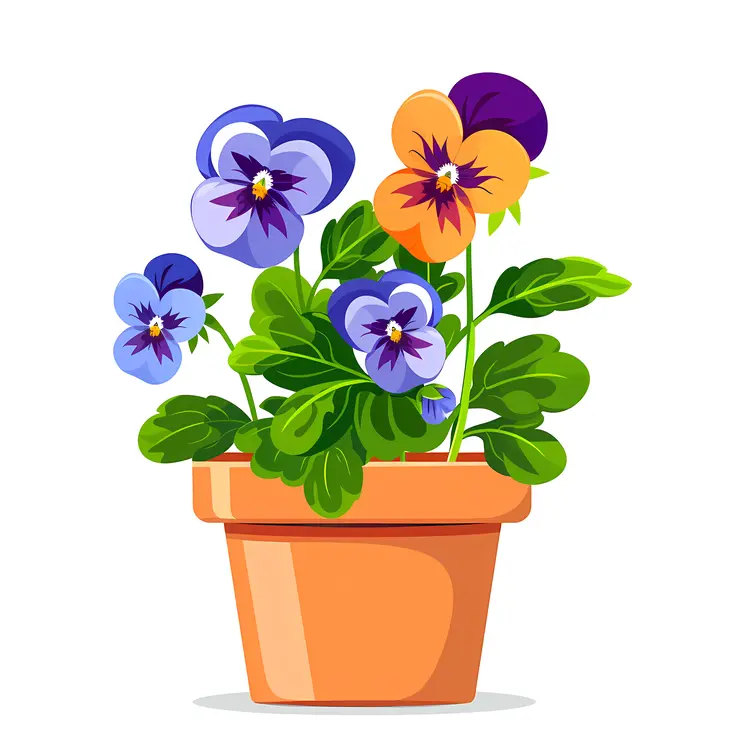 Potted Flowers with Multicolored Petals