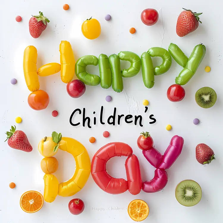 Colorful Happy Children's Day with Fruits