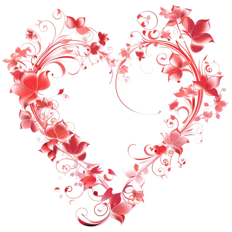 Heart-shaped Floral Frame with Red Flowers