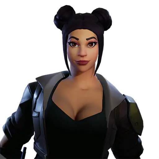 3D Female Character with Black Hair in Buns