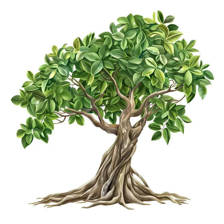 Green Tree with Twisted Roots