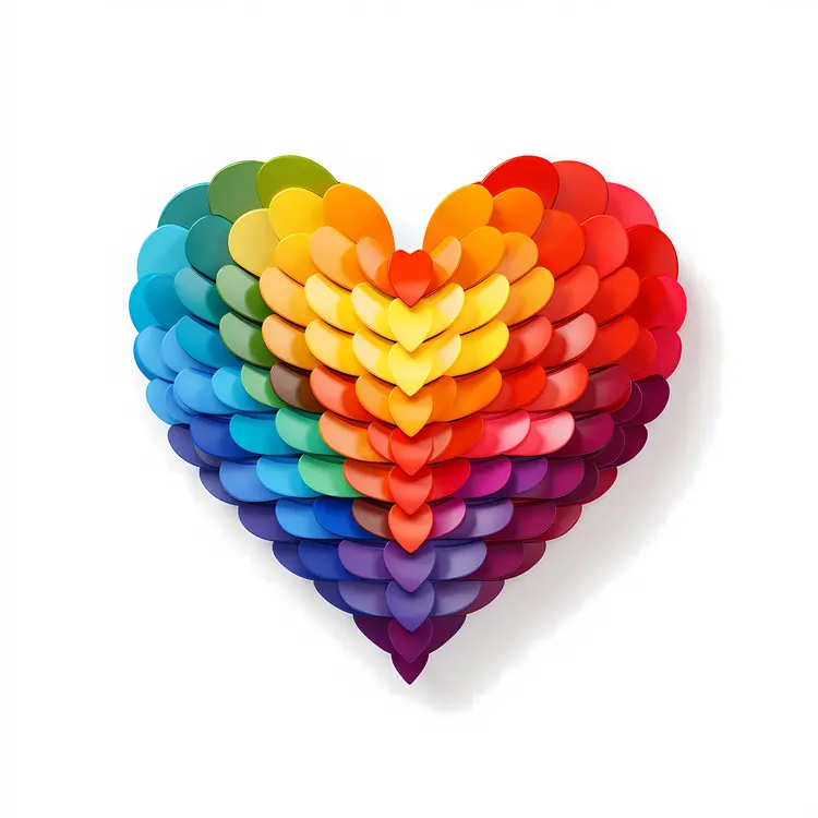 Rainbow Heart with Layered Petals