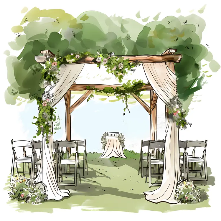 Outdoor Wedding Arch with Drapes