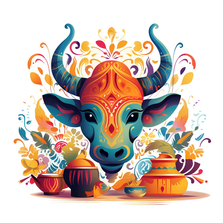 Colorful Decorated Cow