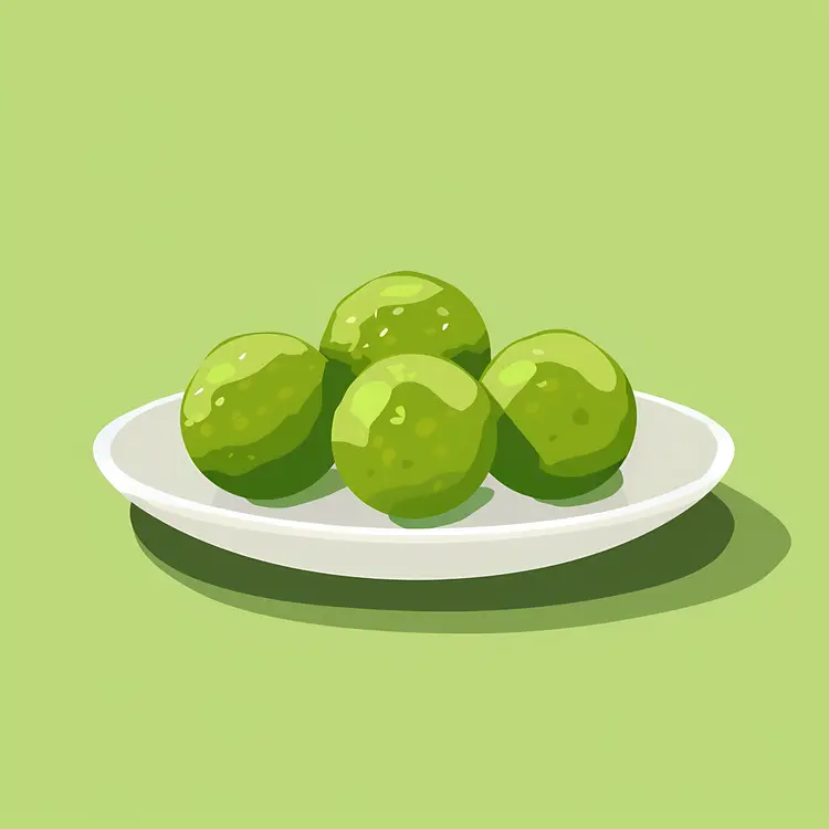 Green Balls on Plate Illustration