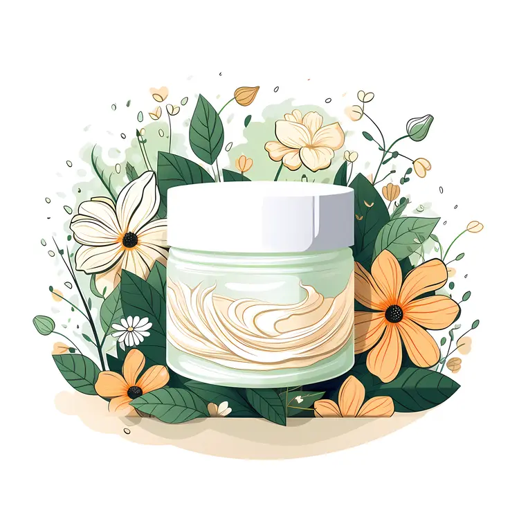 Cream Jar with Floral Design for Skincare