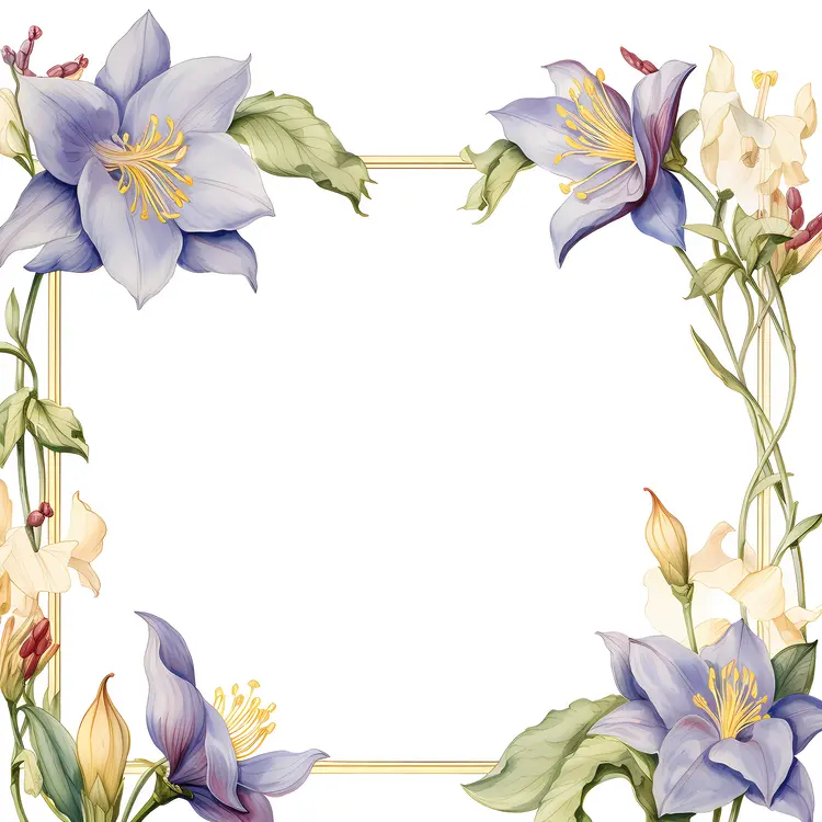 Elegant Floral Frame with Purple Flowers