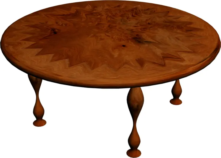 Round Wooden Table with Intricate Design
