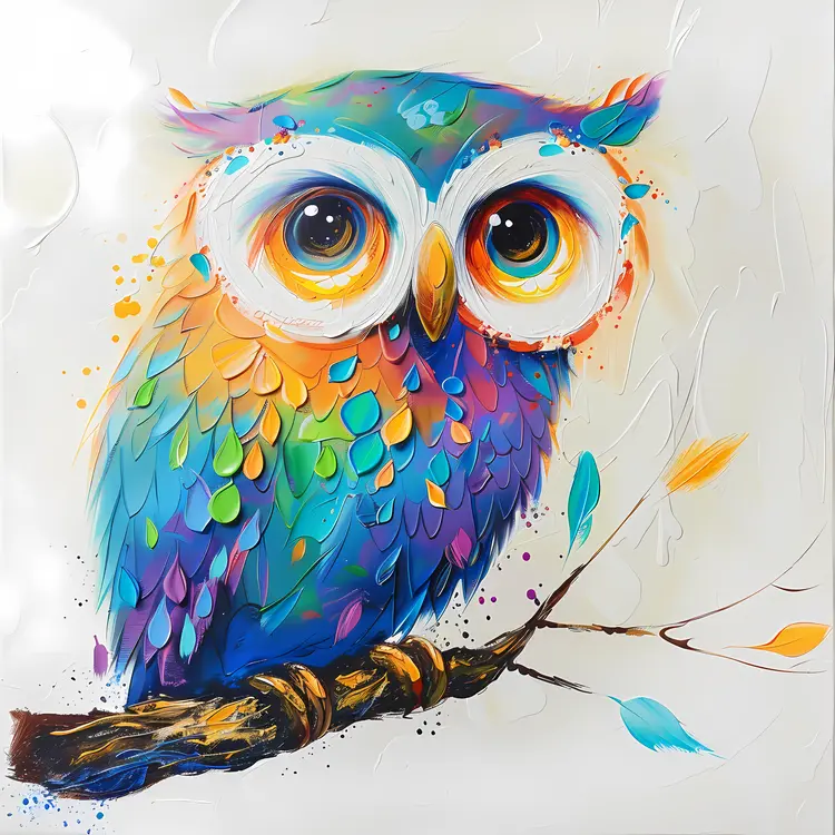 Colorful Owl with Big Eyes