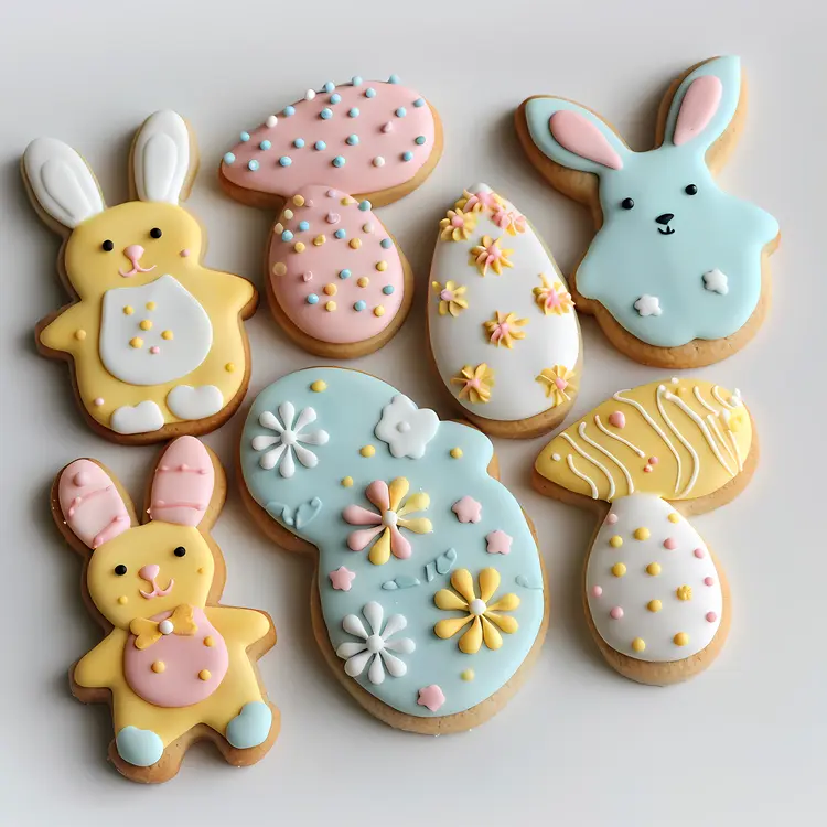Easter Cookies with Colorful Icing
