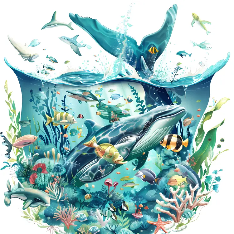 Vibrant Underwater Marine Life Illustration