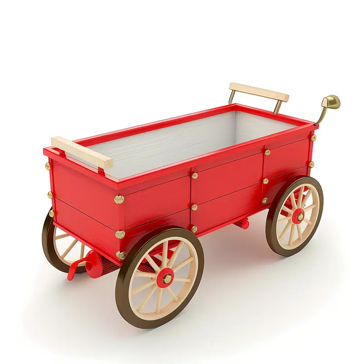 Red Wagon with Handle and Wheels