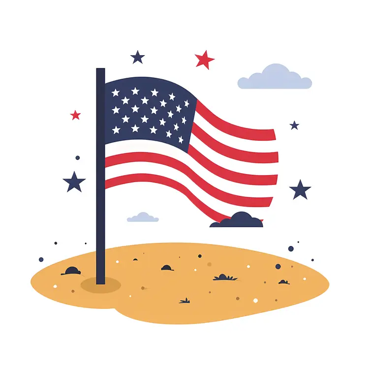 American Flag Illustration with Stars