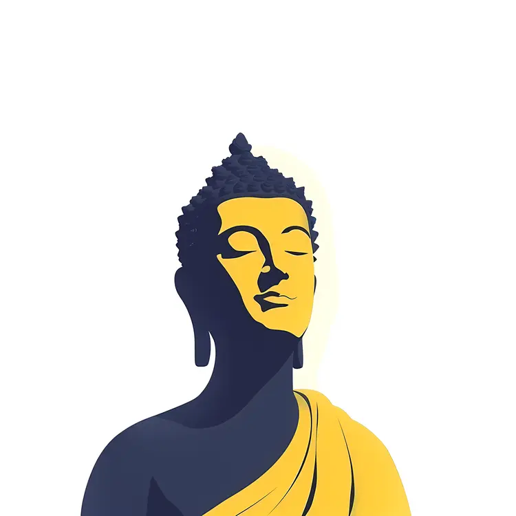 Yellow and Blue Buddha Statue Illustration