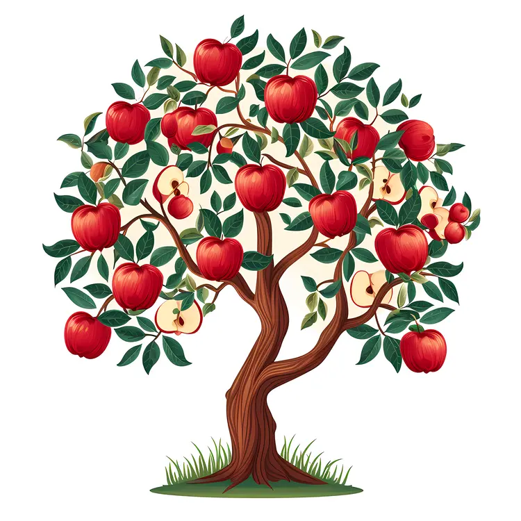 Apple Tree with Red Apples