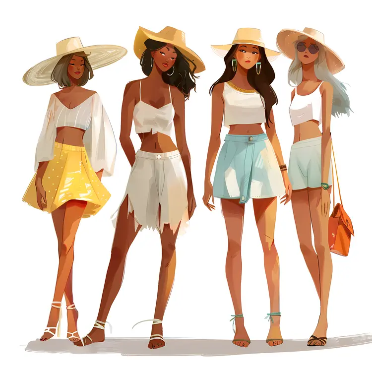 Group of Stylish Girls in Summer Outfits