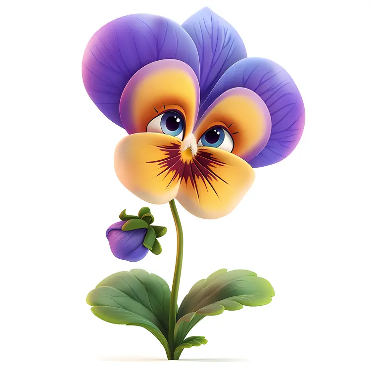 Purple Pansy Flower with Cute Face