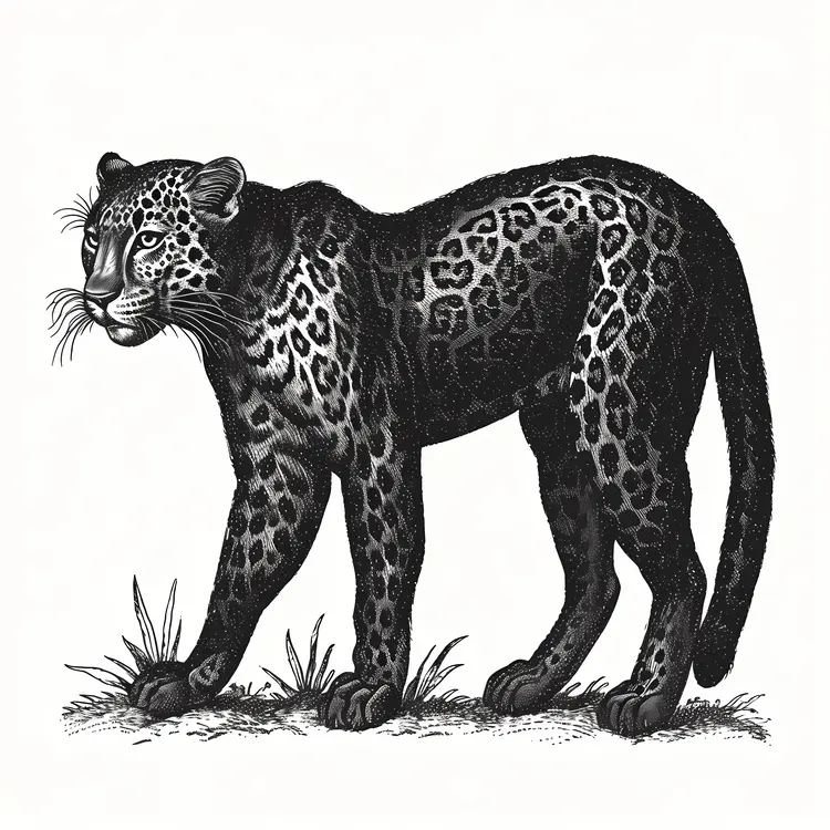 Black and White Leopard Illustration