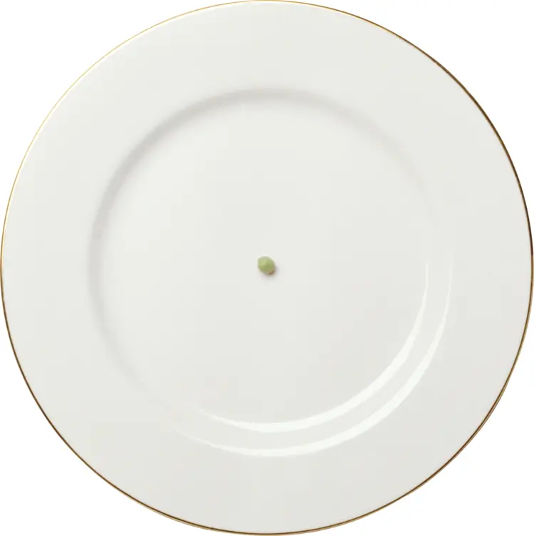 White Ceramic Plate with Single Pea