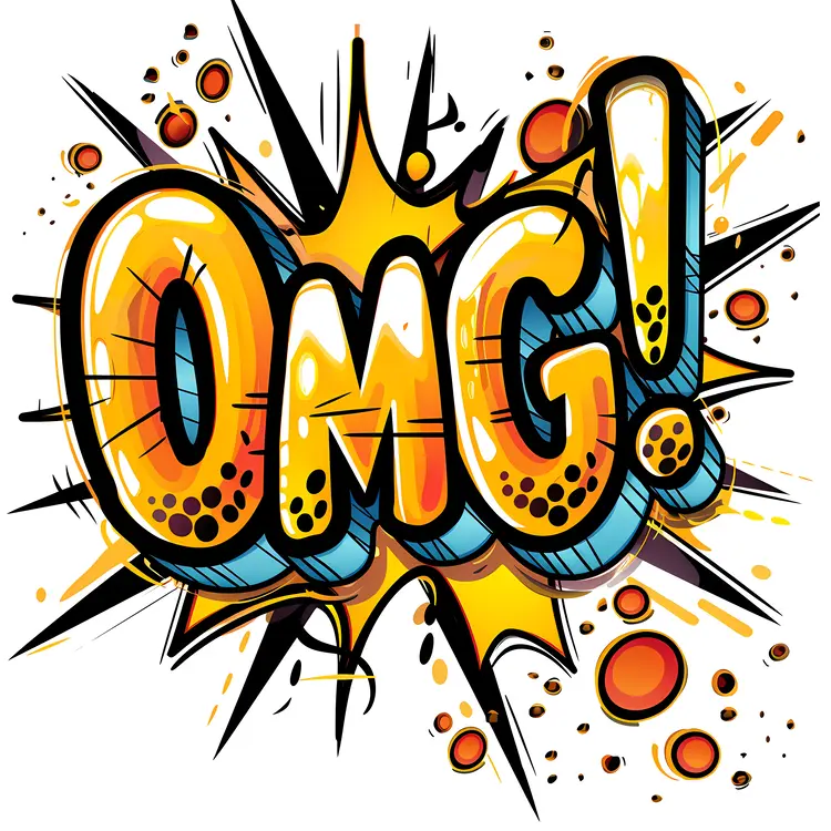 Colorful OMG Text in Comic Style