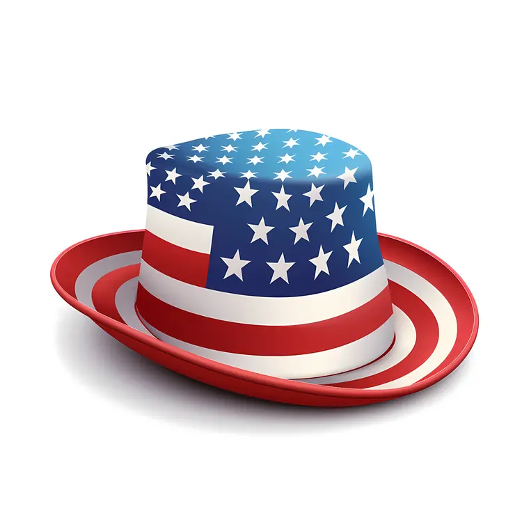 Patriotic Top Hat with Stars and Stripes