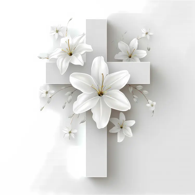 Elegant White Cross with Flowers
