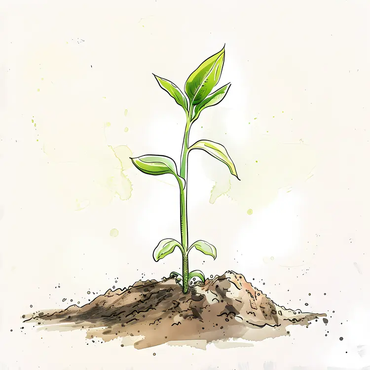Single Green Sprout in Soil