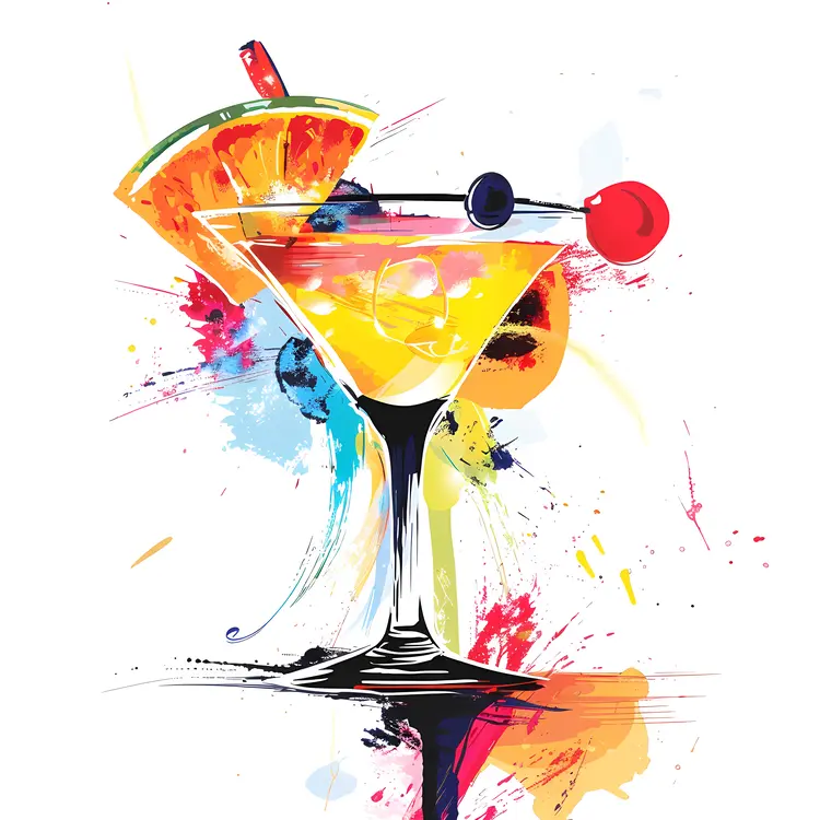 Artistic Cocktail with Orange and Cherry