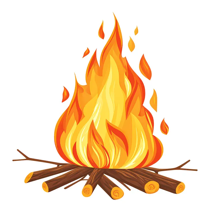 Bright Campfire with Logs
