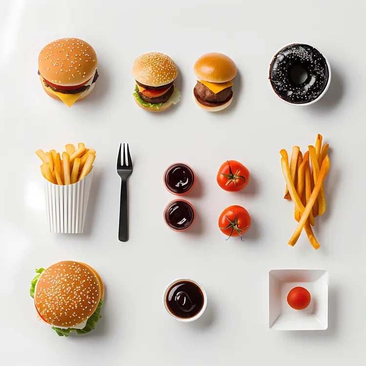 Assorted Fast Food with Donut