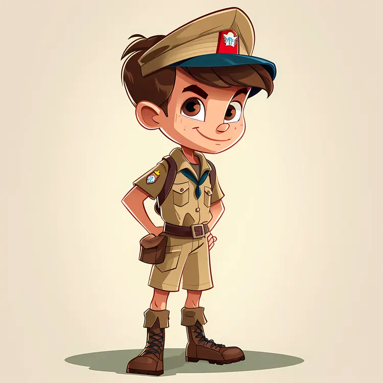 Single Boy Scout in Uniform