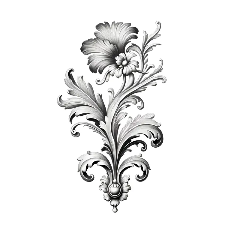 Silver Floral Ornament with Leafy Design