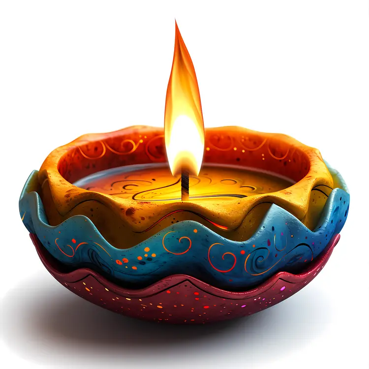 Colorful Candle with Bright Flame