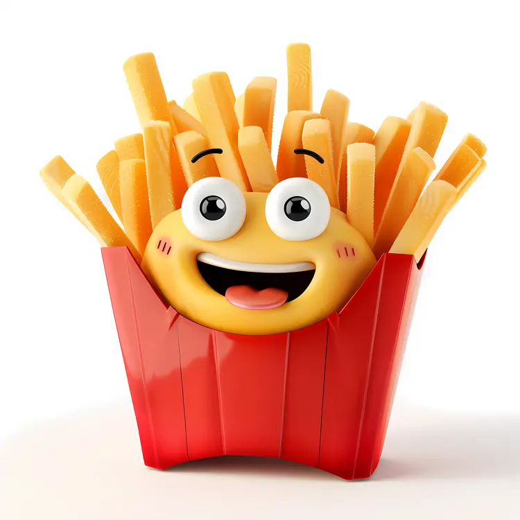 Excited French Fries Cartoon