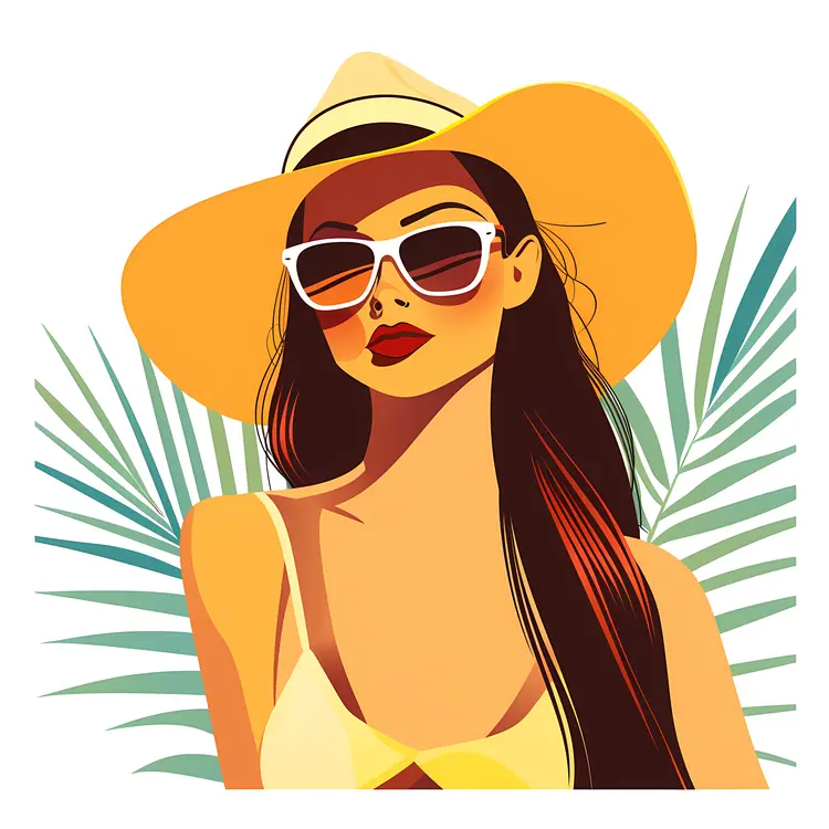 Woman in Yellow Hat and Sunglasses