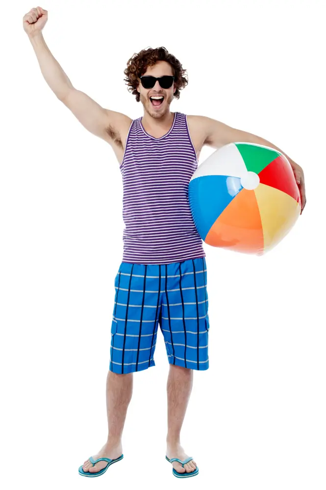 Man Celebrating with Beach Ball