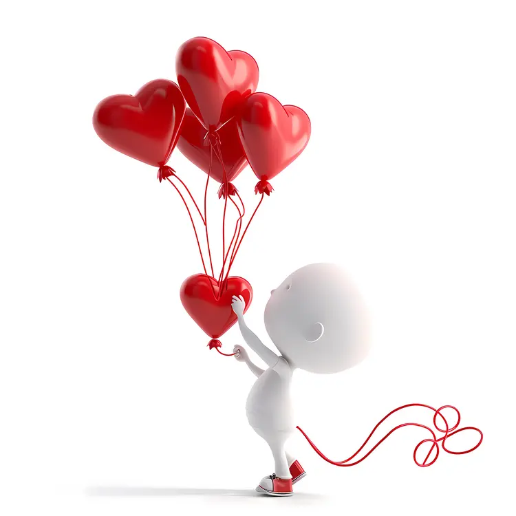 Character with Heart Balloons