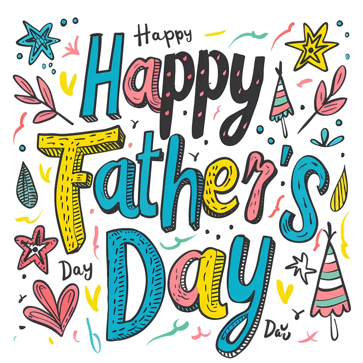Happy Father's Day Doodle Text