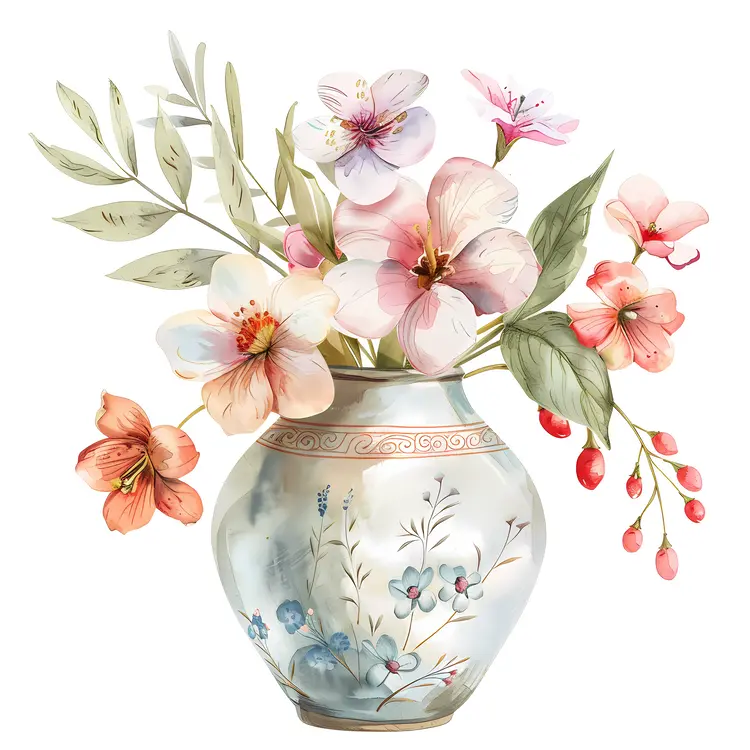 Pastel Floral Arrangement in Decorative Vase