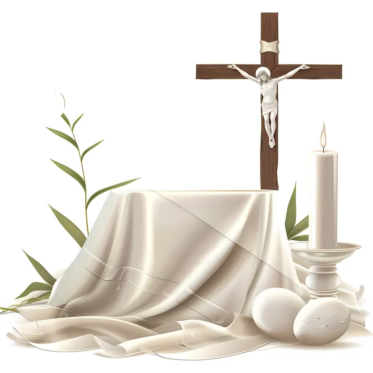 Cross and Candle with Cloth and Eggs