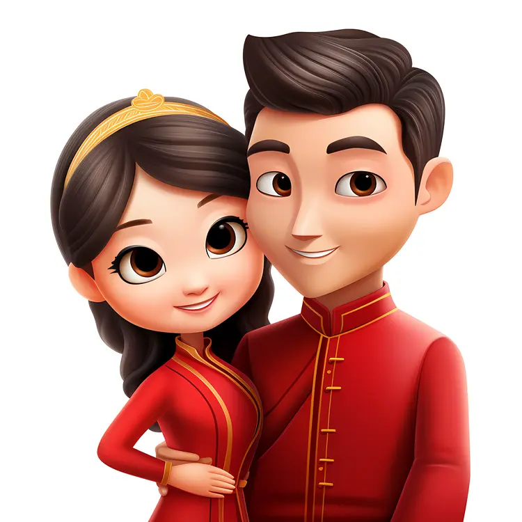 Happy Couple Celebrating Chinese New Year