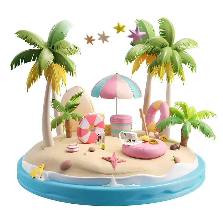 Cartoon Island with Beach